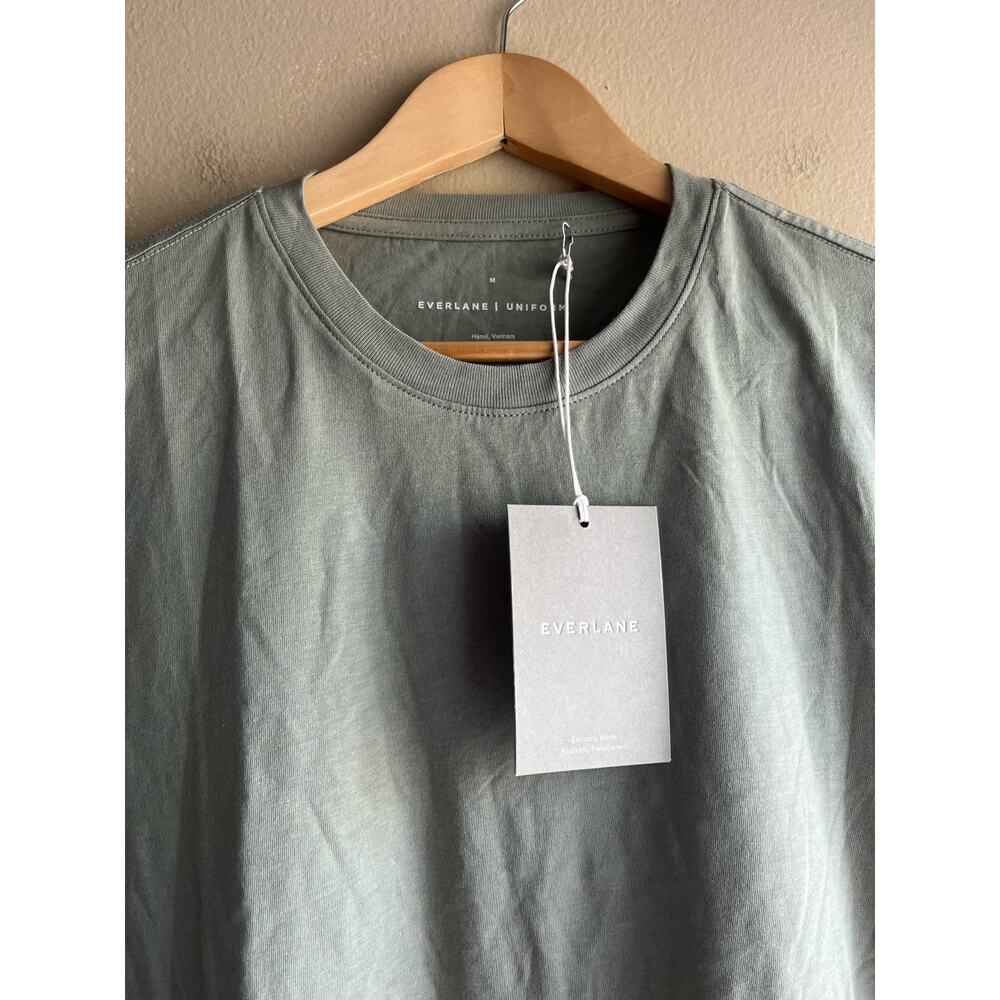 New Everlane The Organic Crew Shirt Green Size Medium Men - Picture 6 of 11